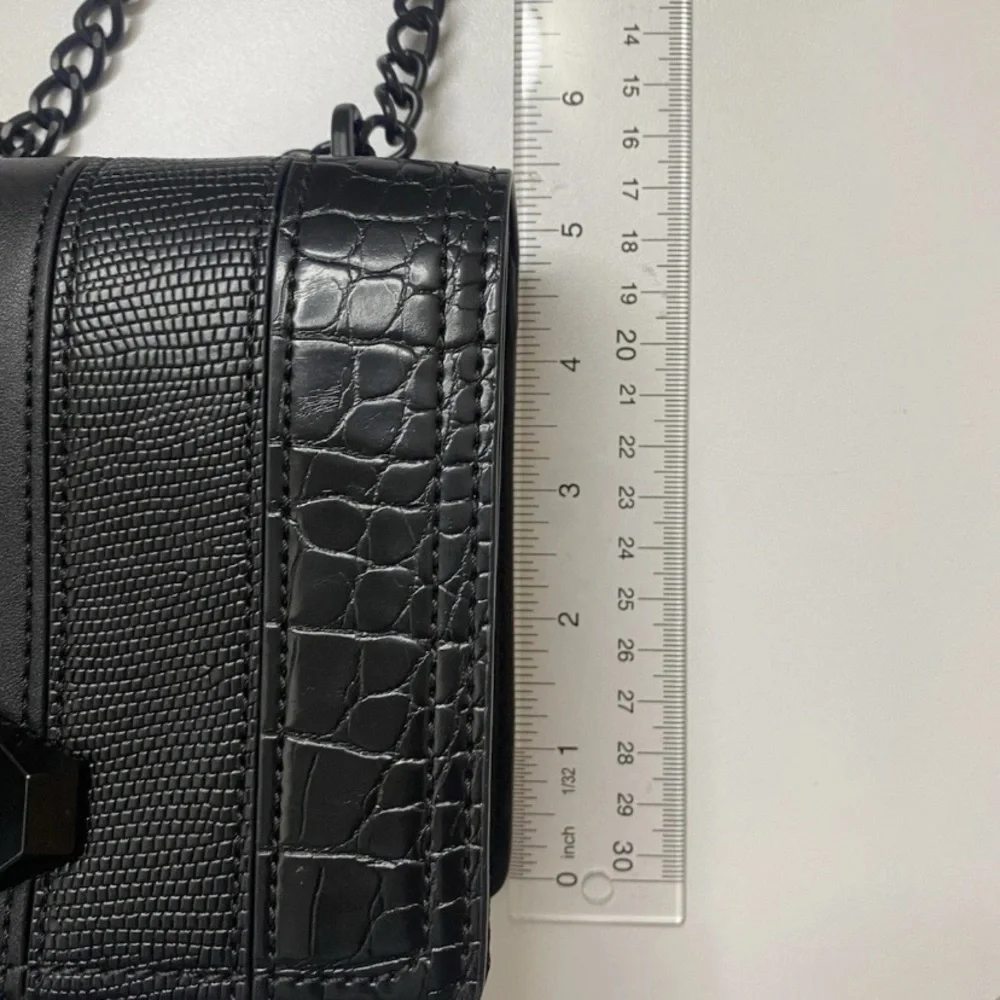 Aldo Small Faux Leather Black Crossbody Bag Chain Strap